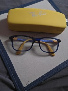 Ray-Ban Kid's Blue and Yellow Rectangular Optical Glasses
